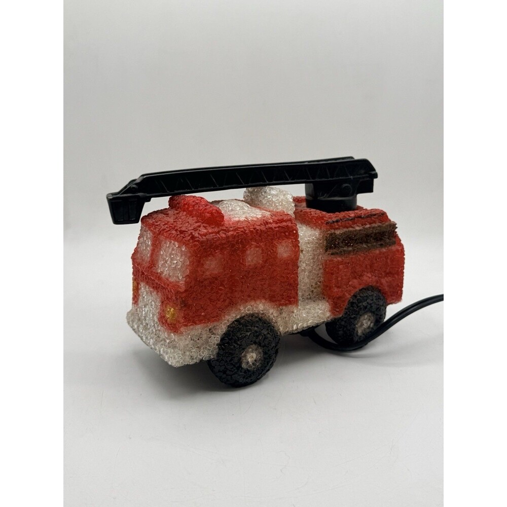 Vintage Red Ladder Fire Truck Plastic Popcorn Nightlight Table Lamp